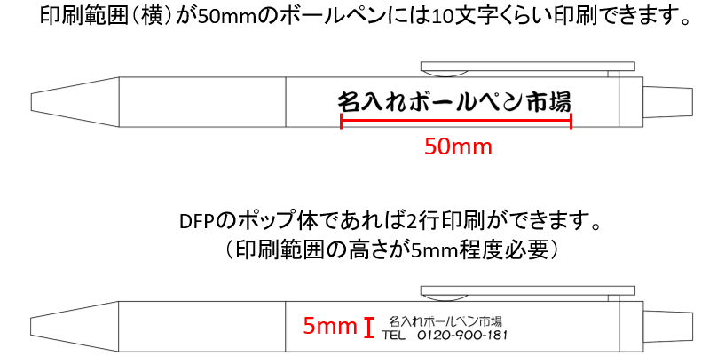 勘亭流・ポップ体の文字を名入れしたボールペン