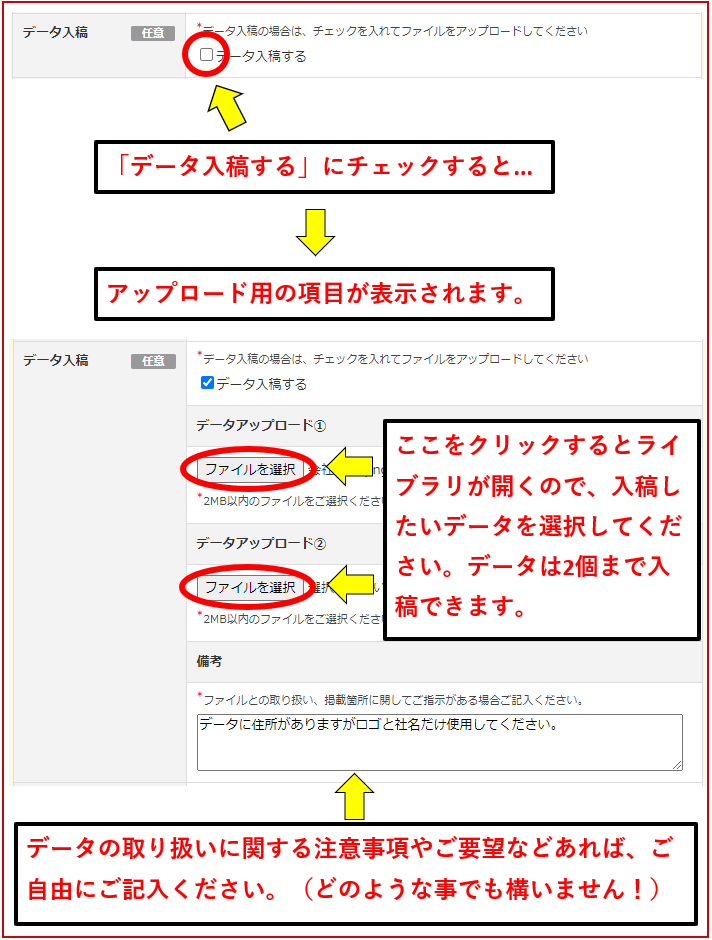 データの入稿方法