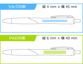 名入れボールペン｜スラリ　0.7mm　（名入れ専用品）の印刷範囲