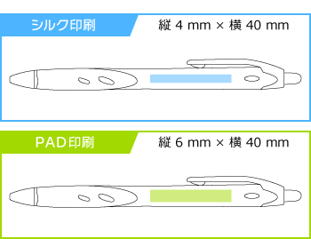 名入れボールペン|レックスグリップ 0.5mmの印刷範囲