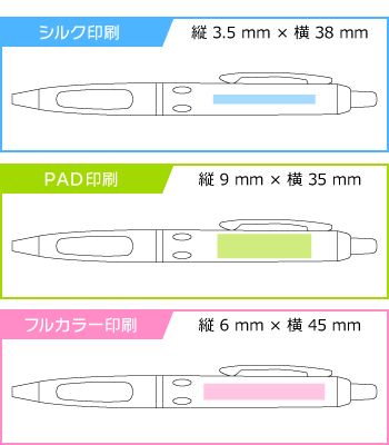 《生産終了品》名入れボールペン｜ビビットカラーボールペン　0.7mmの印刷範囲