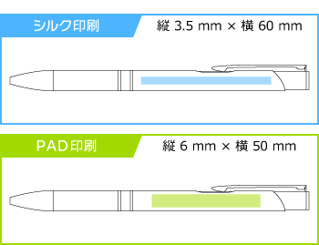 名入れボールペン｜メタリックONE　0.7mmの印刷範囲