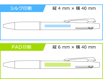 名入れボールペン｜ジェットストリーム2＆1　3機能ペン　メタリックタイプ　0.5mmの印刷範囲
