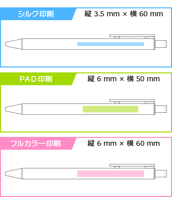 名入れボールペン|パレット0.7㎜の印刷範囲